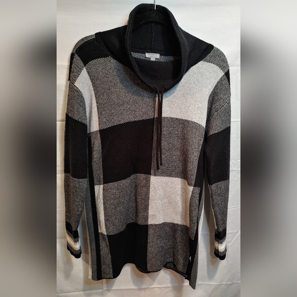 T By Talbots Buffalo Plaid Crew Neck Tunic Sweater Size PS Oversized NWT Cotton - Picture 4 of 12